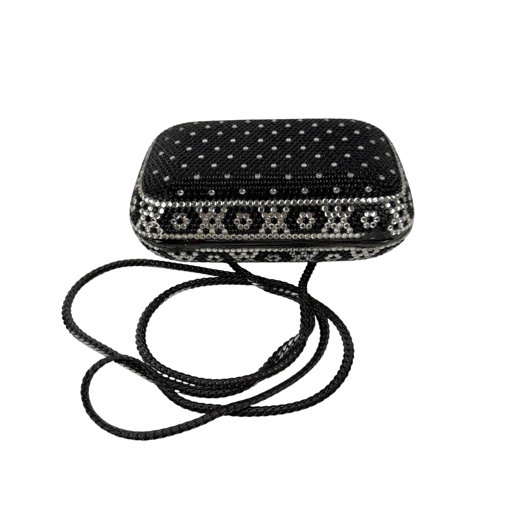 Daniel Ames Clutch Womens Black Silver Rhinestone Box Evening Made‎ in Italy